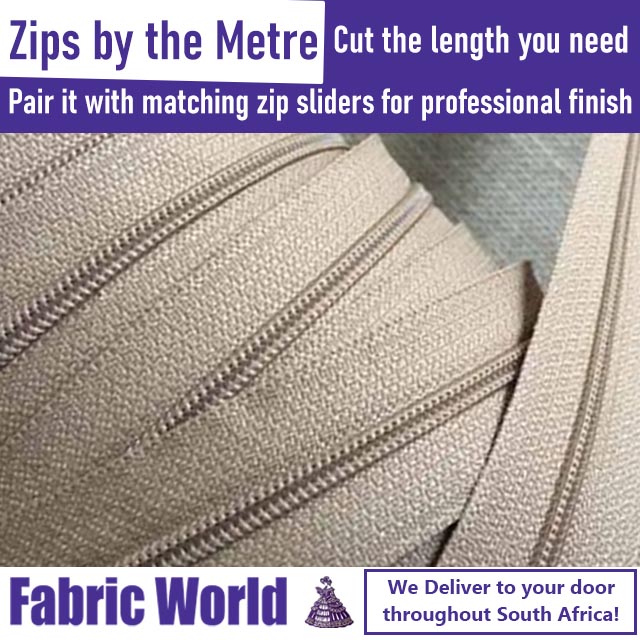 Zips by the Metre Available at Fabric World George